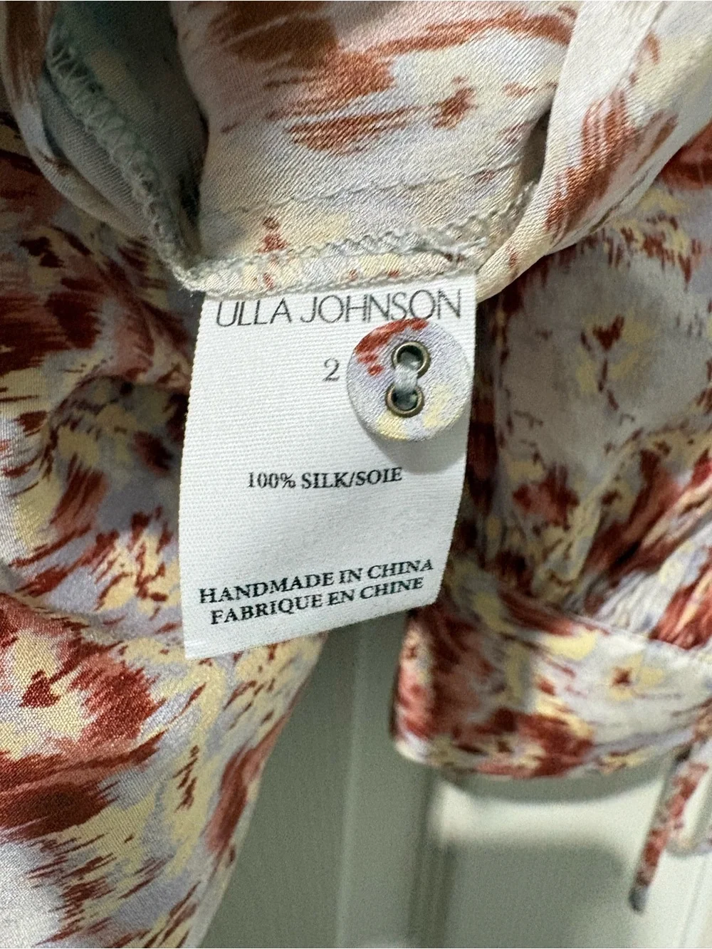 Ulla Johnson Lorraine Blouse Cream Blouse with Rust Wisteria color